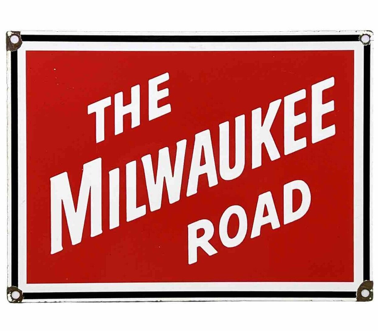 VINTAGE THE MILWAUKEE ROAD PORCELAIN SIGN TRAIN STATION FREIGHT RAIL ROAD GAS
