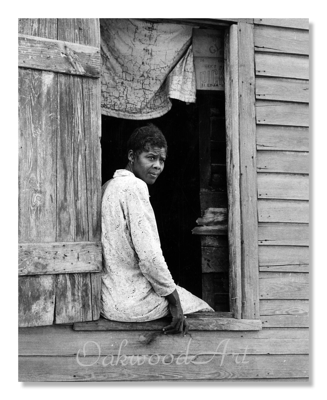 Georgia Black Woman Sitting in a Cabin Window c1940s, Vintage Photo Reprint