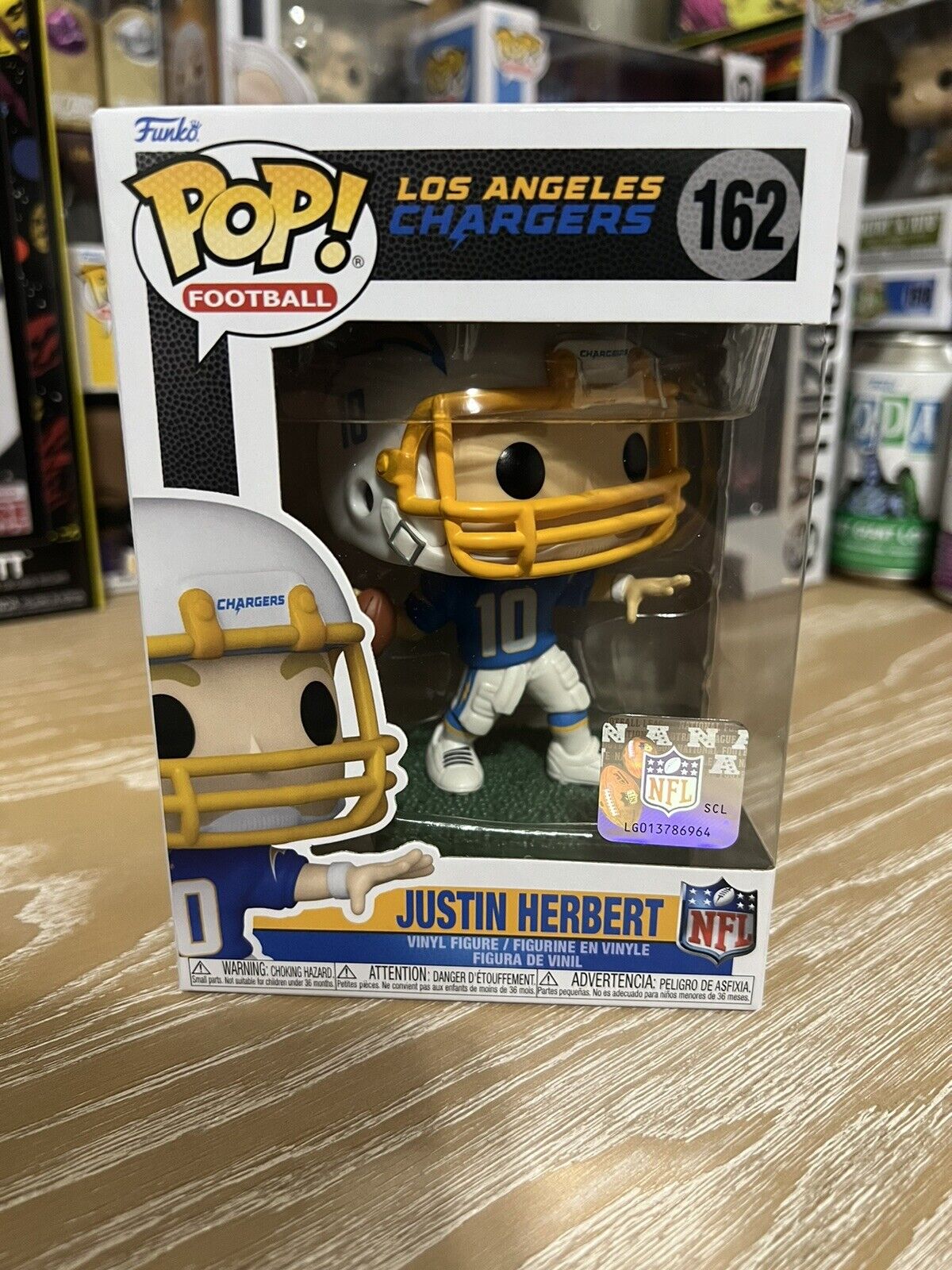 Funko Pop Justin Herbert #162 Los Angeles Chargers, Home Jersey, Football NFL