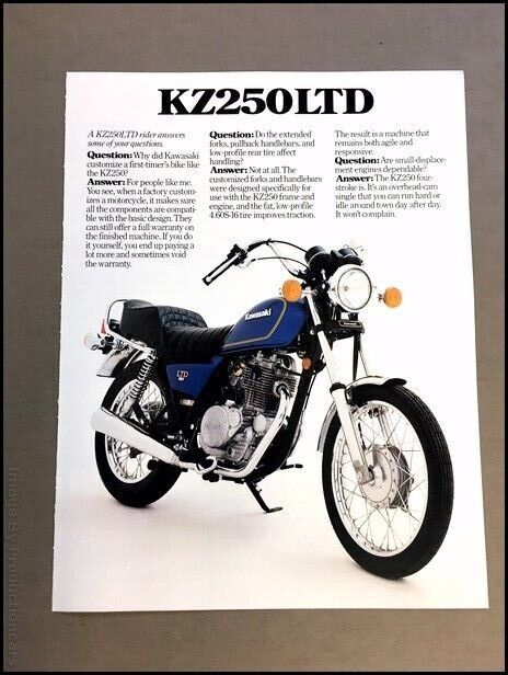 1980 Kawasaki KZ250LTD KZ250 LTD Motorcycle Bike Vintage Sales Brochure Folder