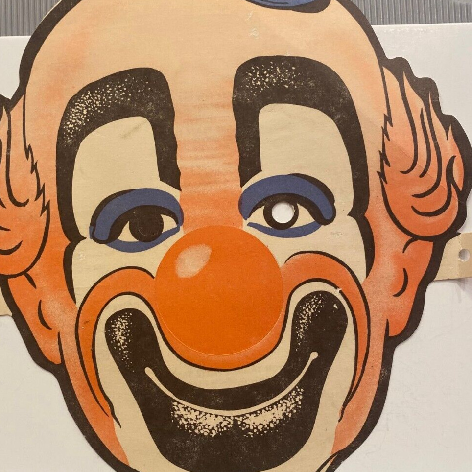 Vintage 1949 Hody's Restaurant Children Menu Clown Face Mask Die Cut California