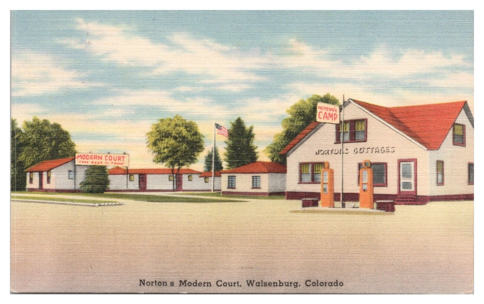Vintage Norton\'s Modern Court Walsenburg Colorado Postcard c1954 Linen