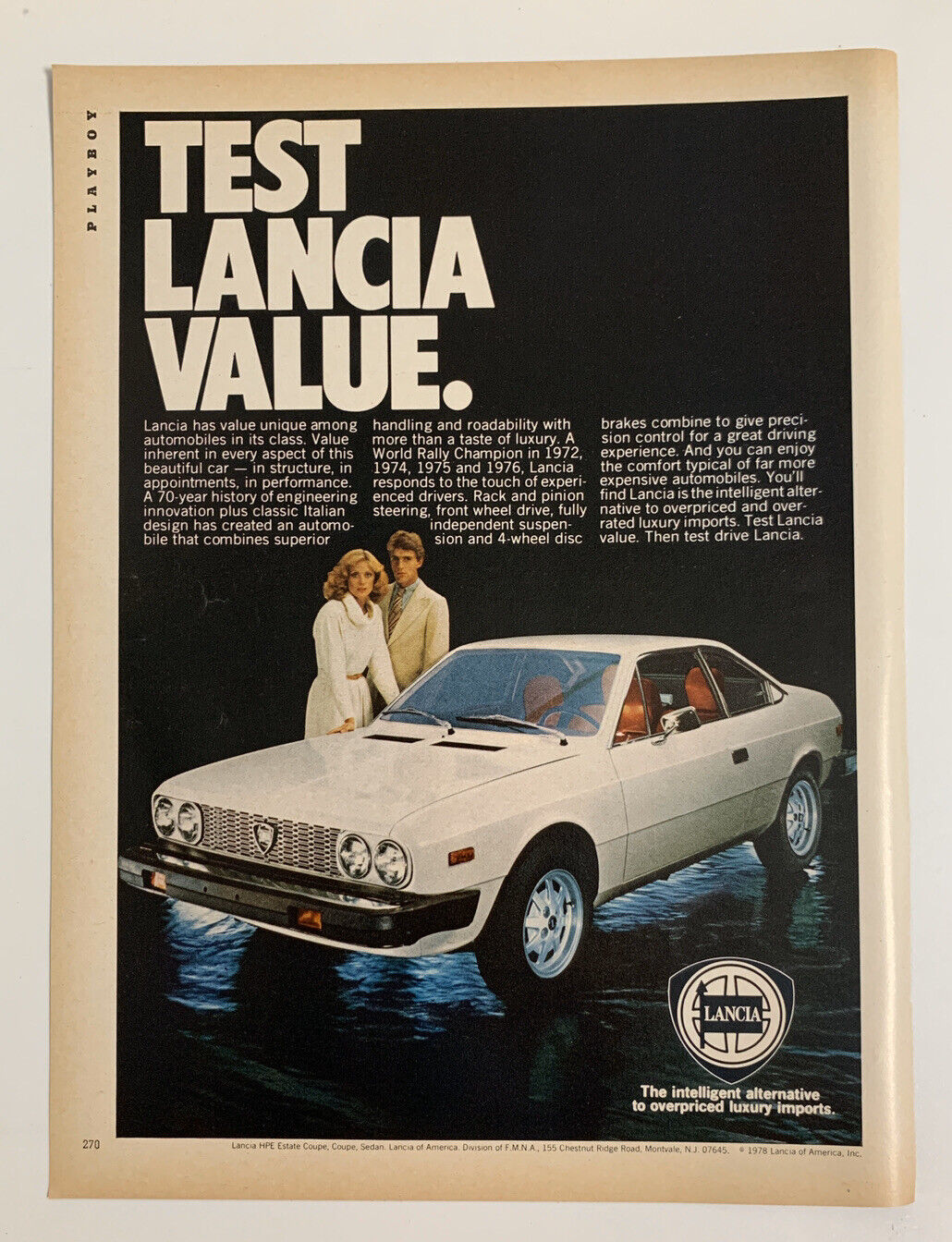 1978 Lancia Coupe Print Ad Original Test Lancia Value Intelligent Alternative