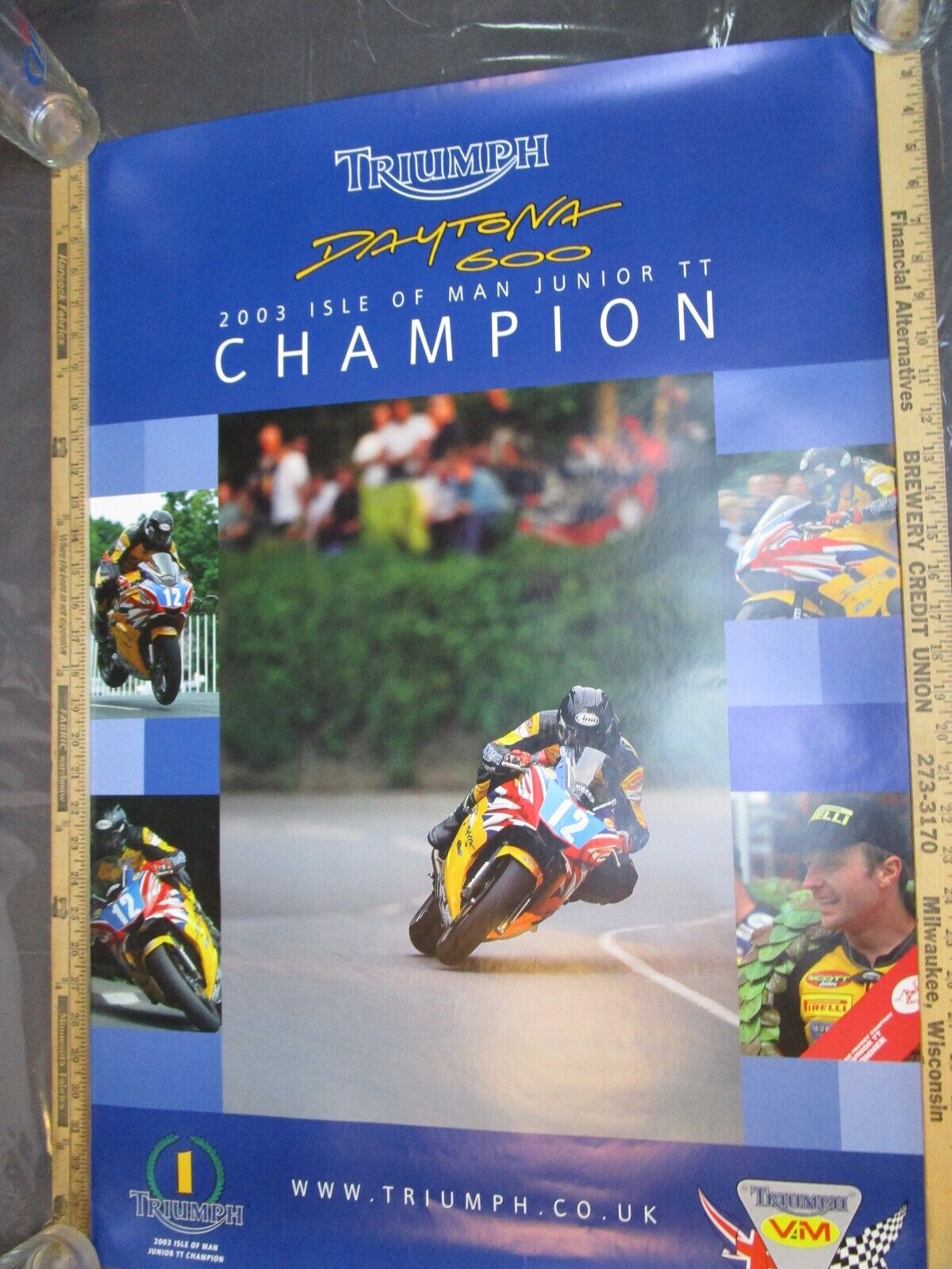 Triumph Motorcycles Daytona 600 2003 Isle Of Man TT Winners Factory Poster 33x23