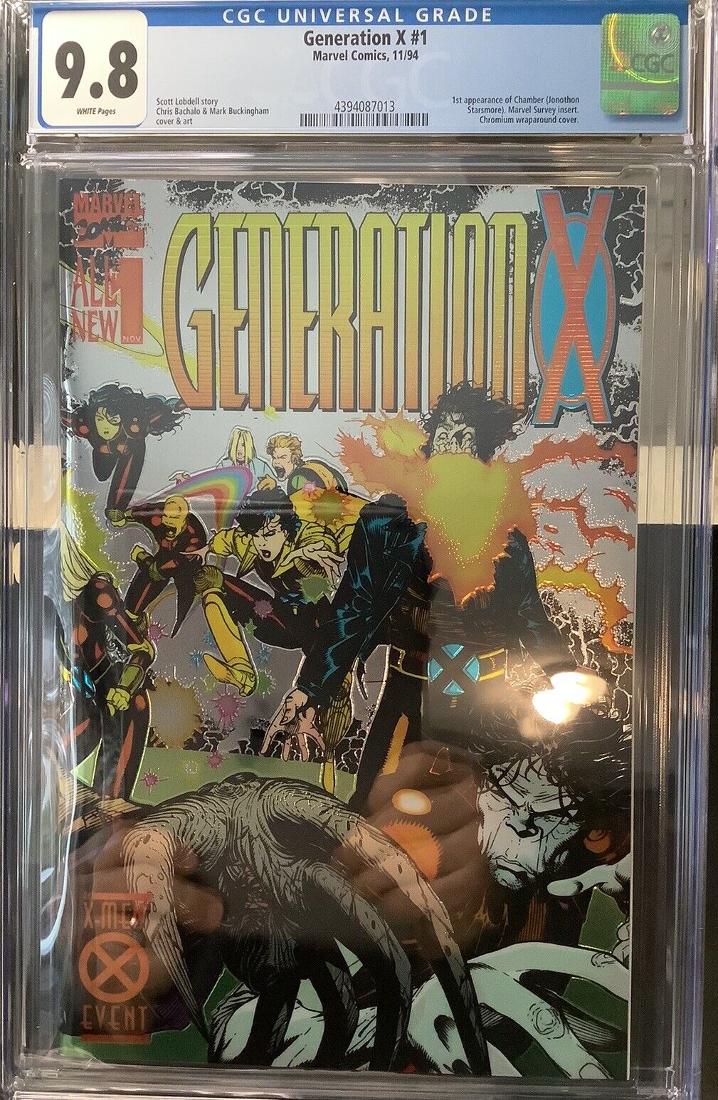 Generation X: 1 CGC 9.8 Marvel 1994 Comic Book: Chromium Wraparound Cover