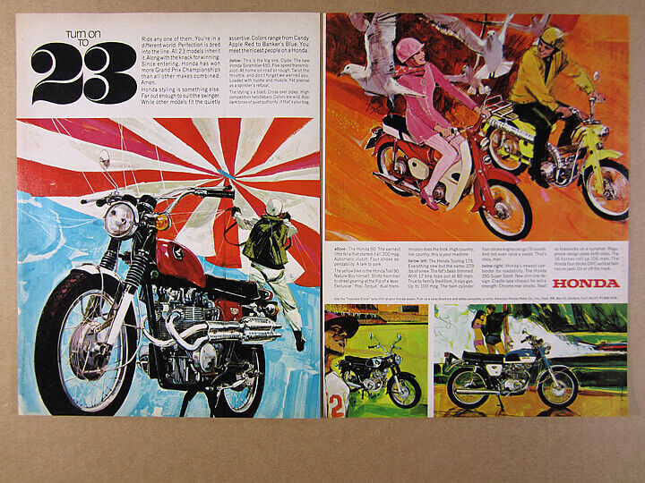 1968 Honda Motorcycles Scrambler 450 Trail 90 Touring 175 350SS vintage print Ad