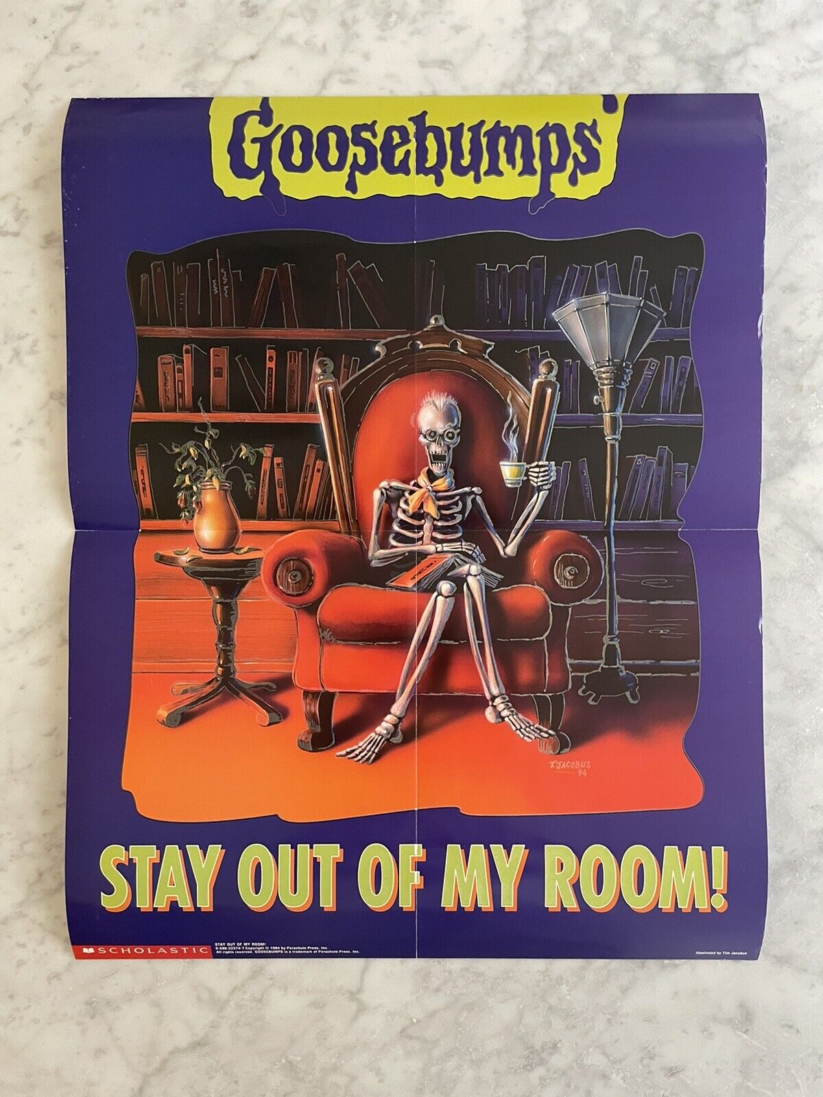 Vintage Goosebumps “Stay Out Of My Room” Glow-in-the-Dark Poster Curly Rare