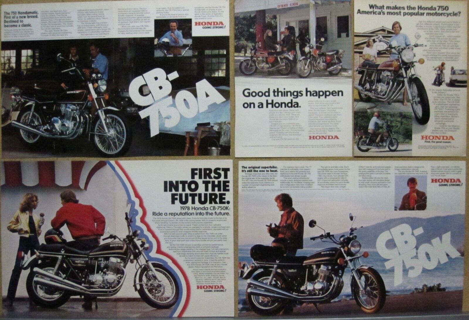 Honda 750 Motorcycle Print Ad Lot (5) 1974 1976 1977 1978