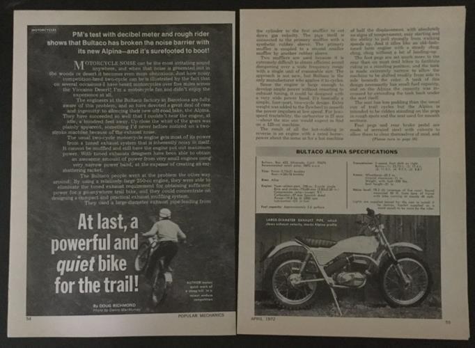 Bultaco Alpina 250cc 1972 original Road Test article