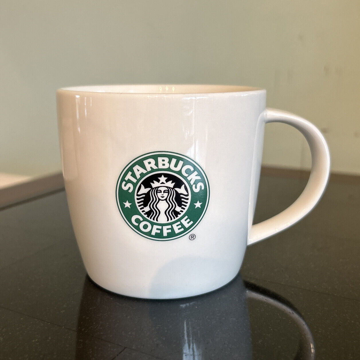 Starbucks 2008 White Mug 12oz With Green Siren Logo Starbucks Cup