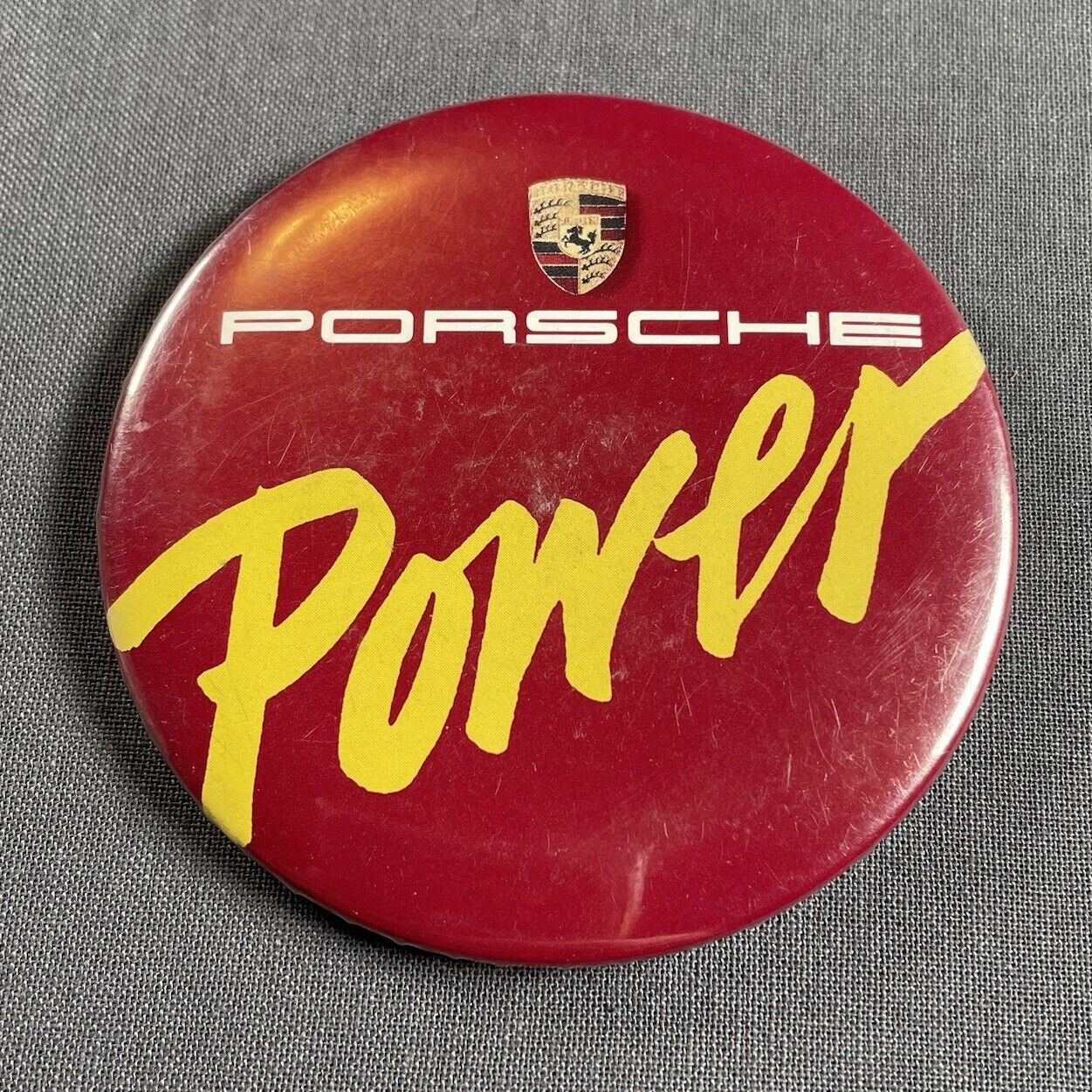 Vintage PORSCHE Pinback Button Porsche Pin VERY RARE VINTAGE  PORSCHE POWER PIN