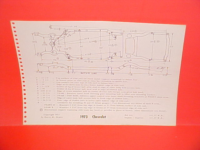 1973 CHEVROLET CAPRICE IMPALA CHEVELLE LAGUNA EL CAMINO FRAME DIMENSION CHART