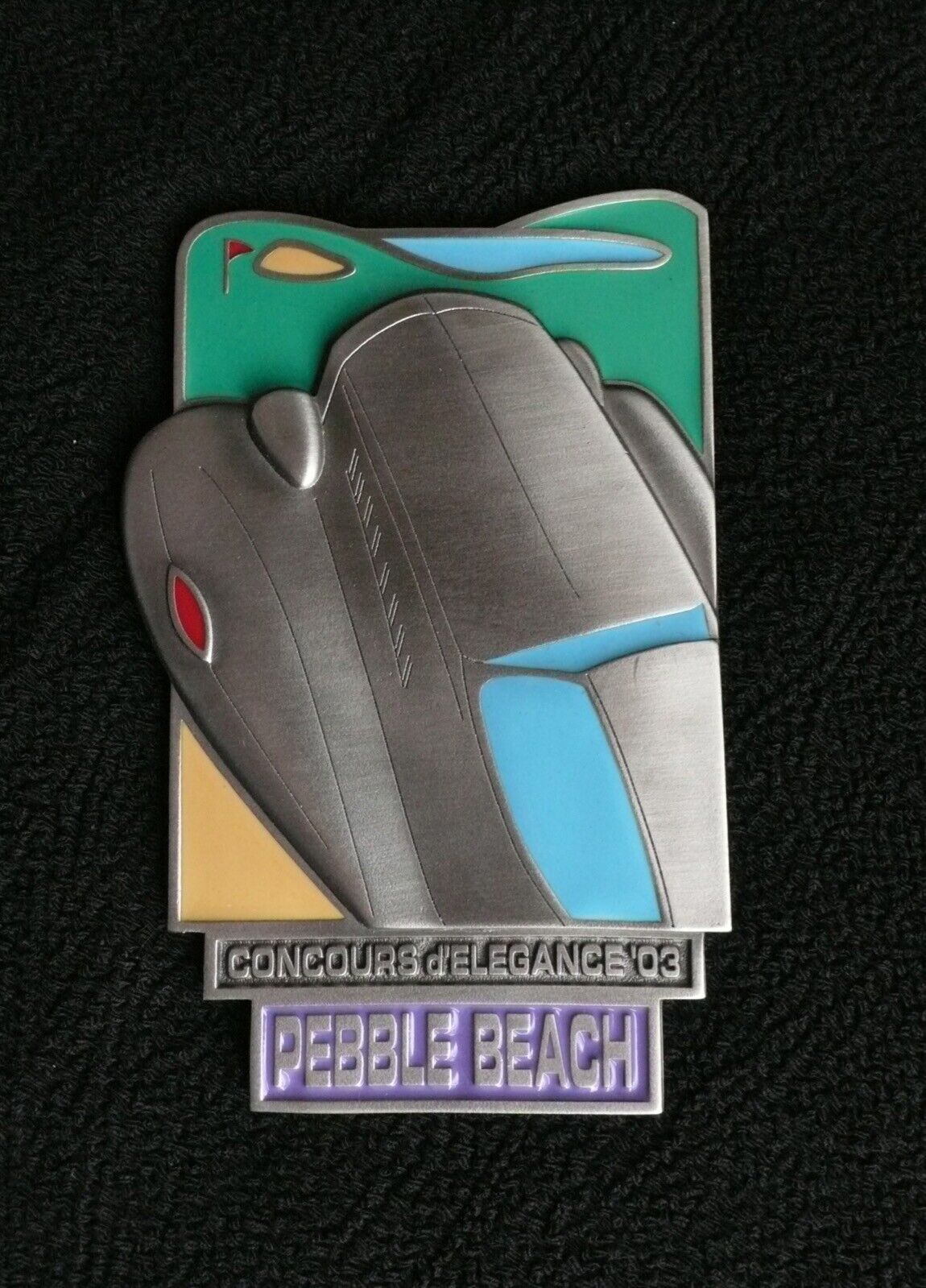 2003 Pebble Beach Concours Enameled Pewter Dash Plaque BUGATTI Golf Links