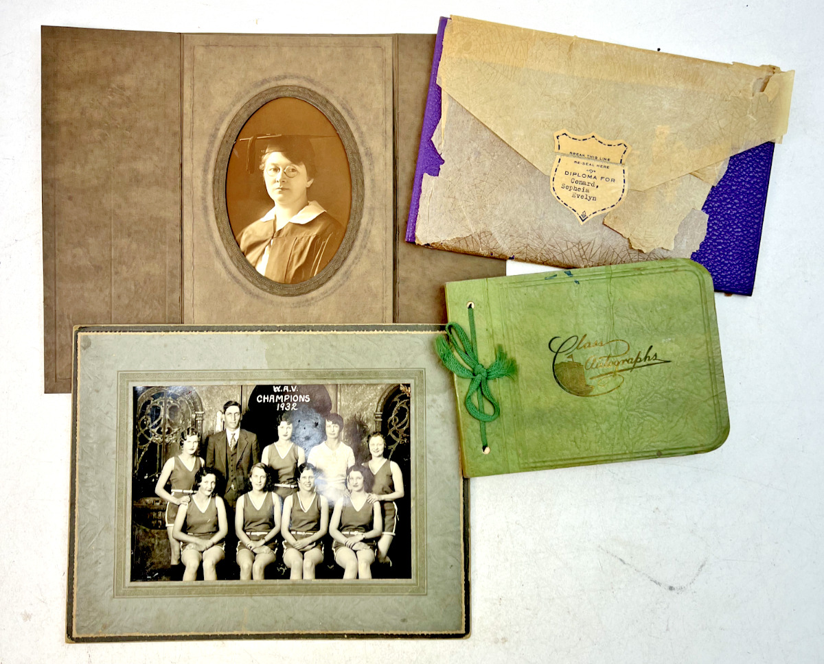 VTG 1929-32 Coolidge High School, Kansas - Student Photos, Autographs, & Diploma