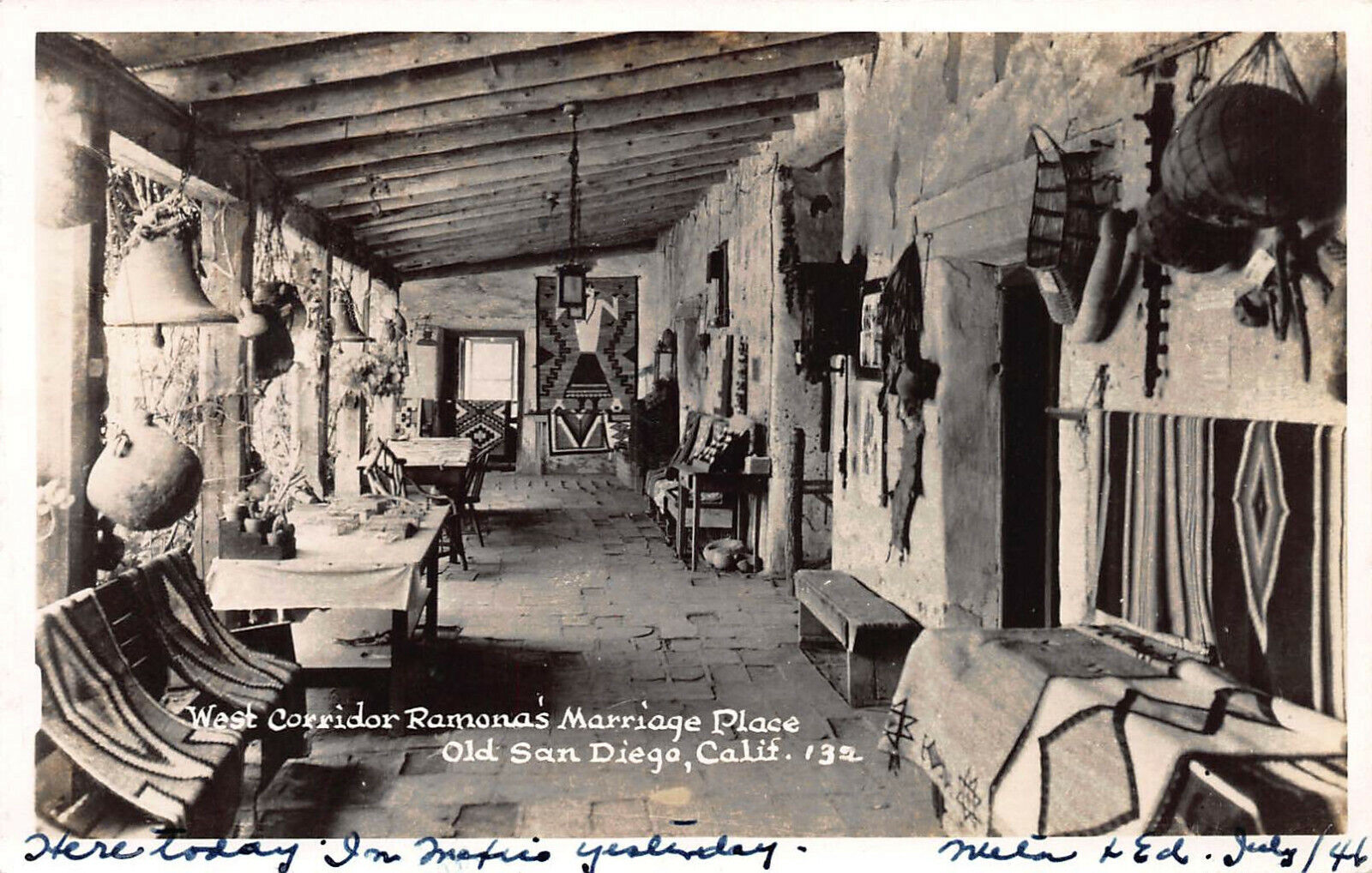 Ramona's Marriage Place, Old San Diego, CA, Early Real Photo Postcard, Used 