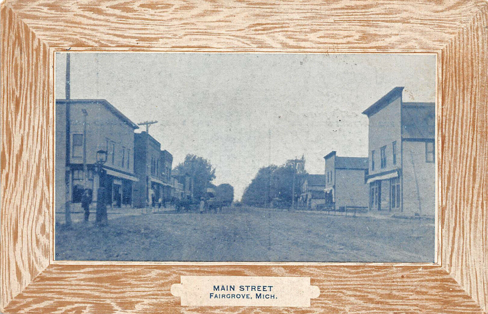 MAIN STREET FAIRGROVE, MICHIGAN VINTAGE 1909 POSTCARD