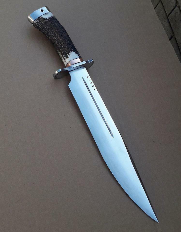 CUSTOM HANDMADE 17'' HIGH CARBON STEEL HUNTING BOWIE WITH HIGH POLISHED BLADE