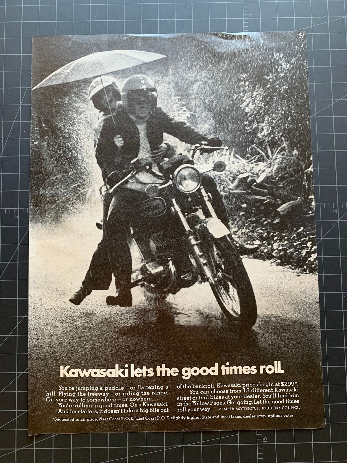 Vintage 1973 Kawasaki Motorcycles Print Ad
