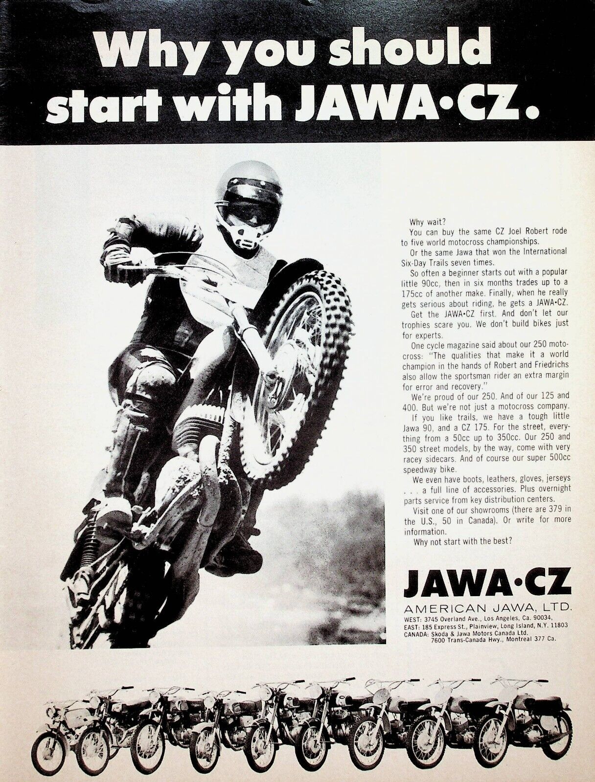 1972 JAWA CZ Joel Robert Motocross ISDT - Vintage Motorcycle Ad