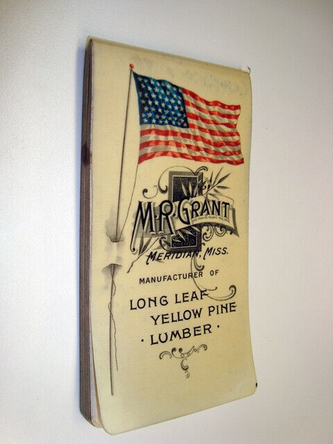 Circa 1900 Mr Grant Lumber Celluloid Notebook, Meridian, Mississippi