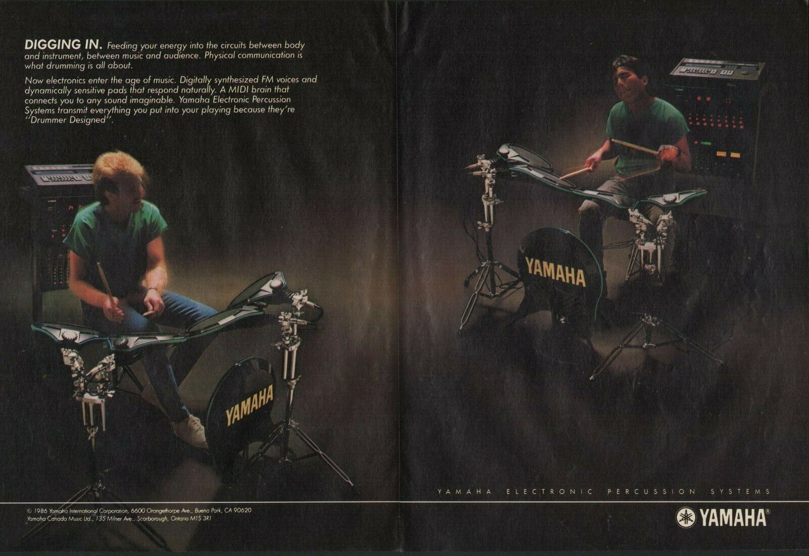 1987 2pg Print Ad of Yamaha Drums Electronic Percussion System