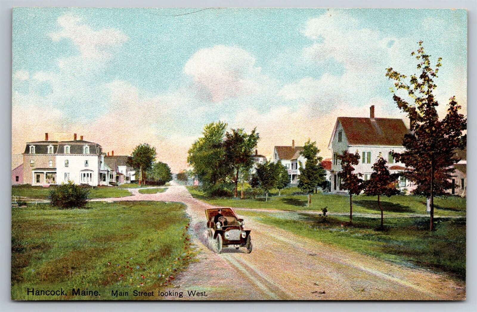 Main Street Looking West Hancock ME C1910's Postcard P10