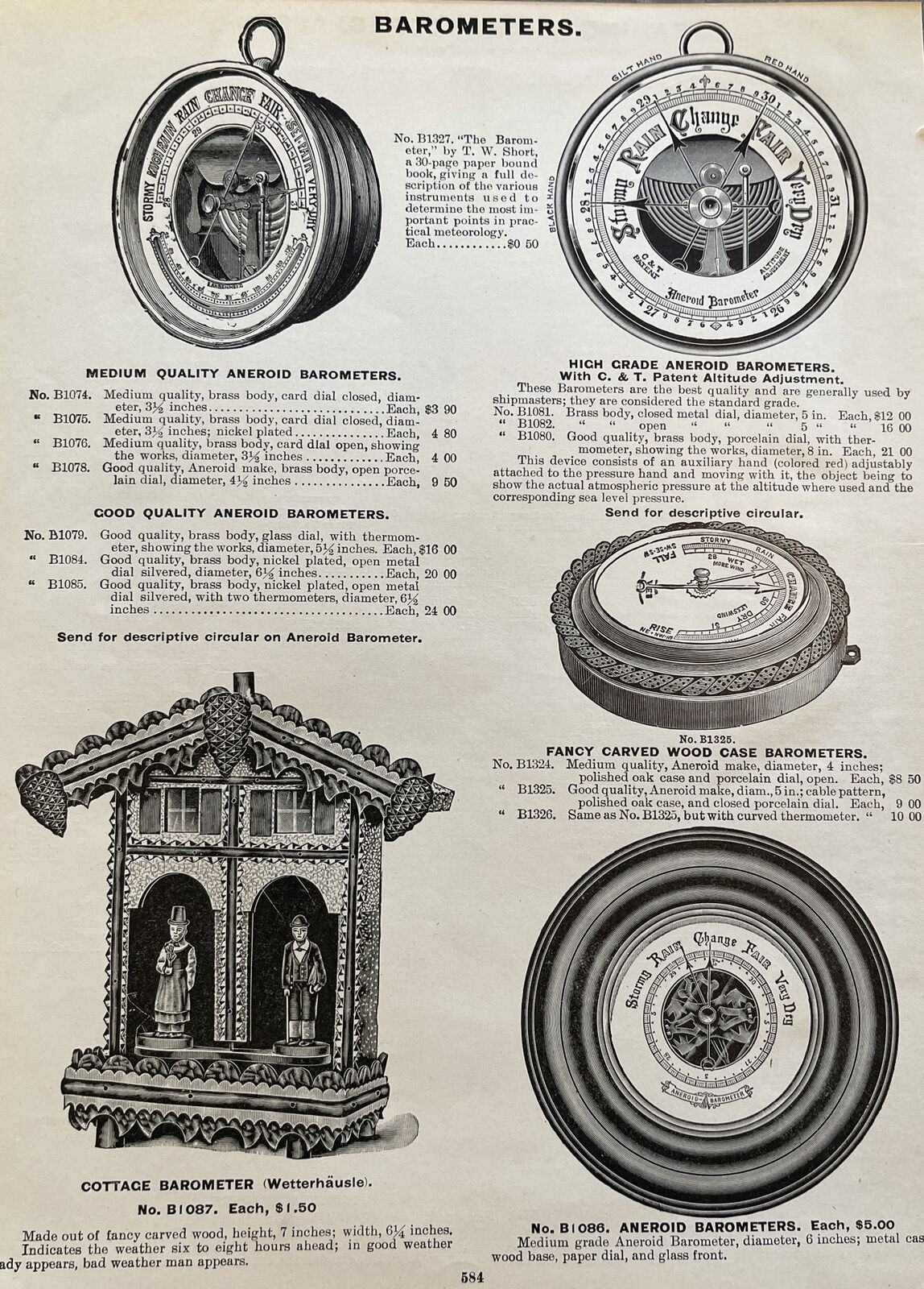 Antique 1905 Paper Ad Barometers Reading Magnifying Glass Illustrated Ephemera