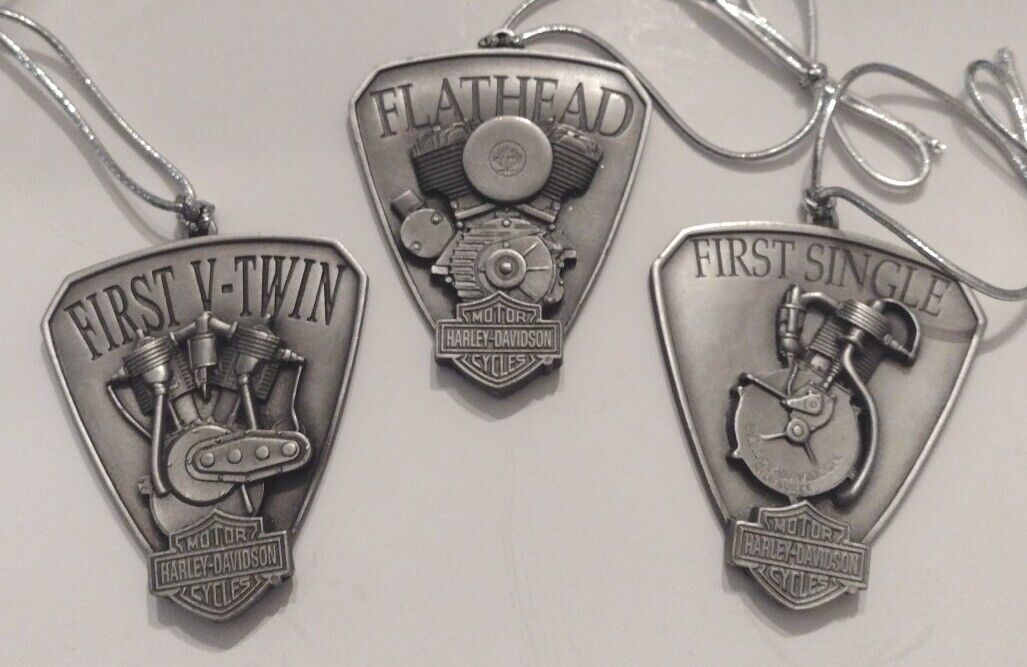 Unique HARLEY-DAVIDSON MOTORCYCLE CHRISTMAS ORNAMENTS Set of 3 Collectibles