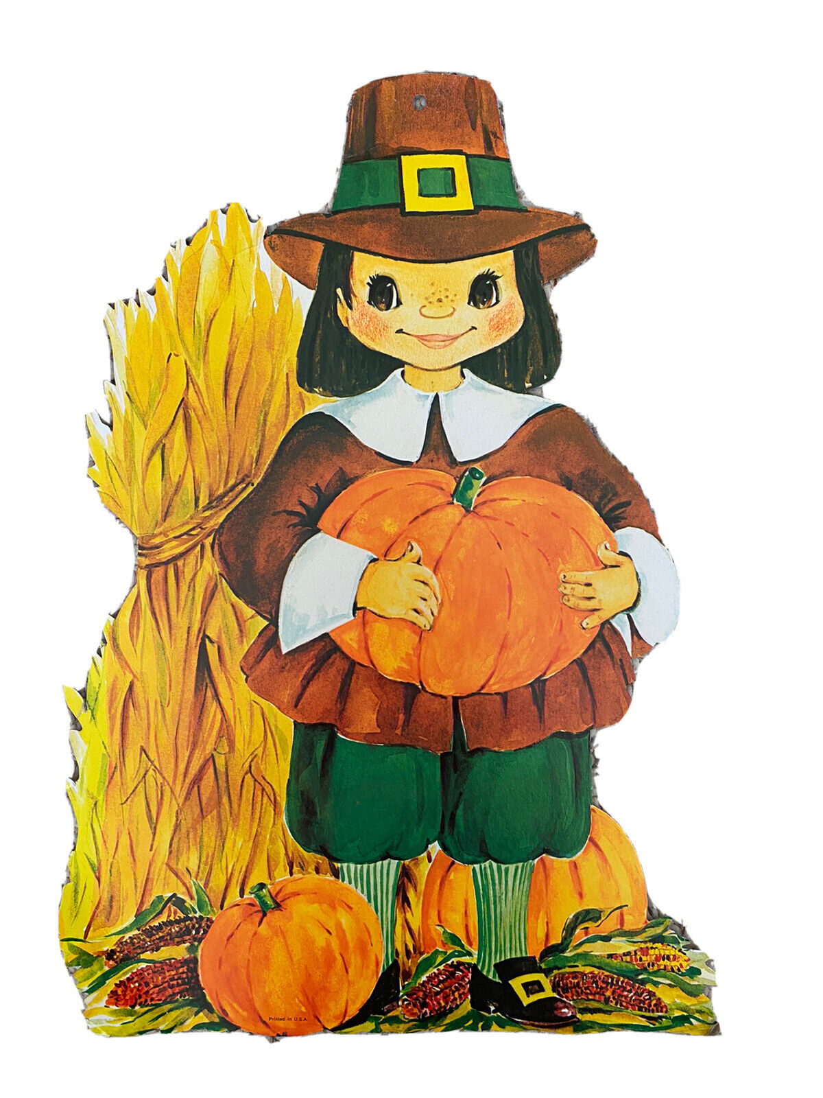 Vintage Thanksgiving Pilgrim Decorations Die Cuts Printed in USA