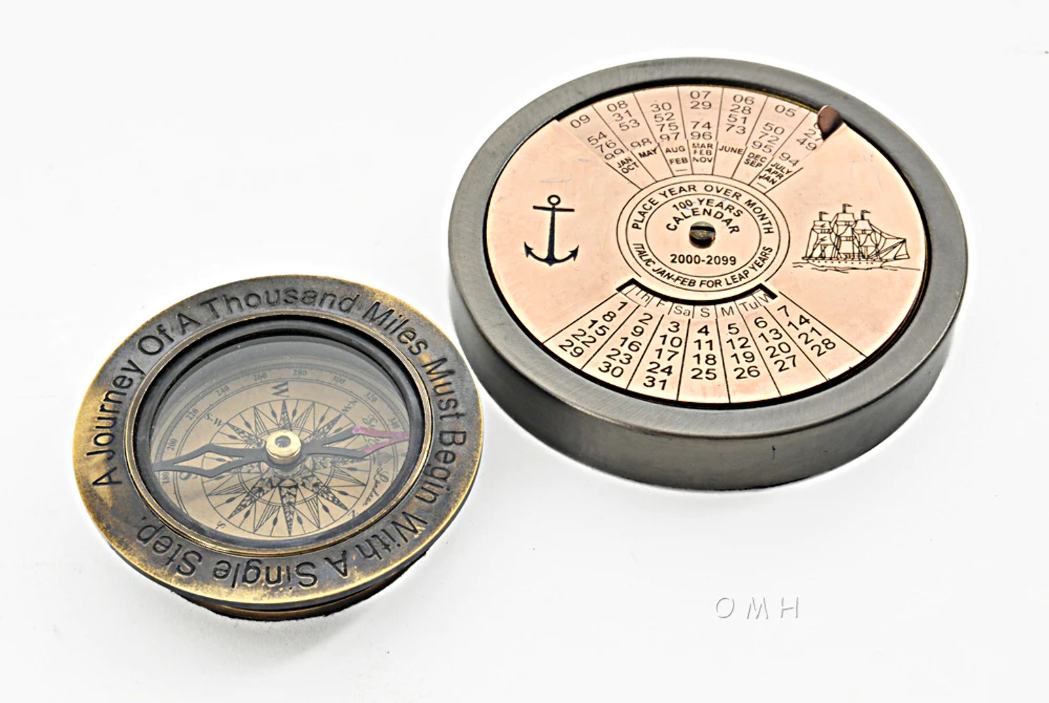 Old Modern Handicrafts® - 100 Year Calendar & Compass Quote Set of 2
