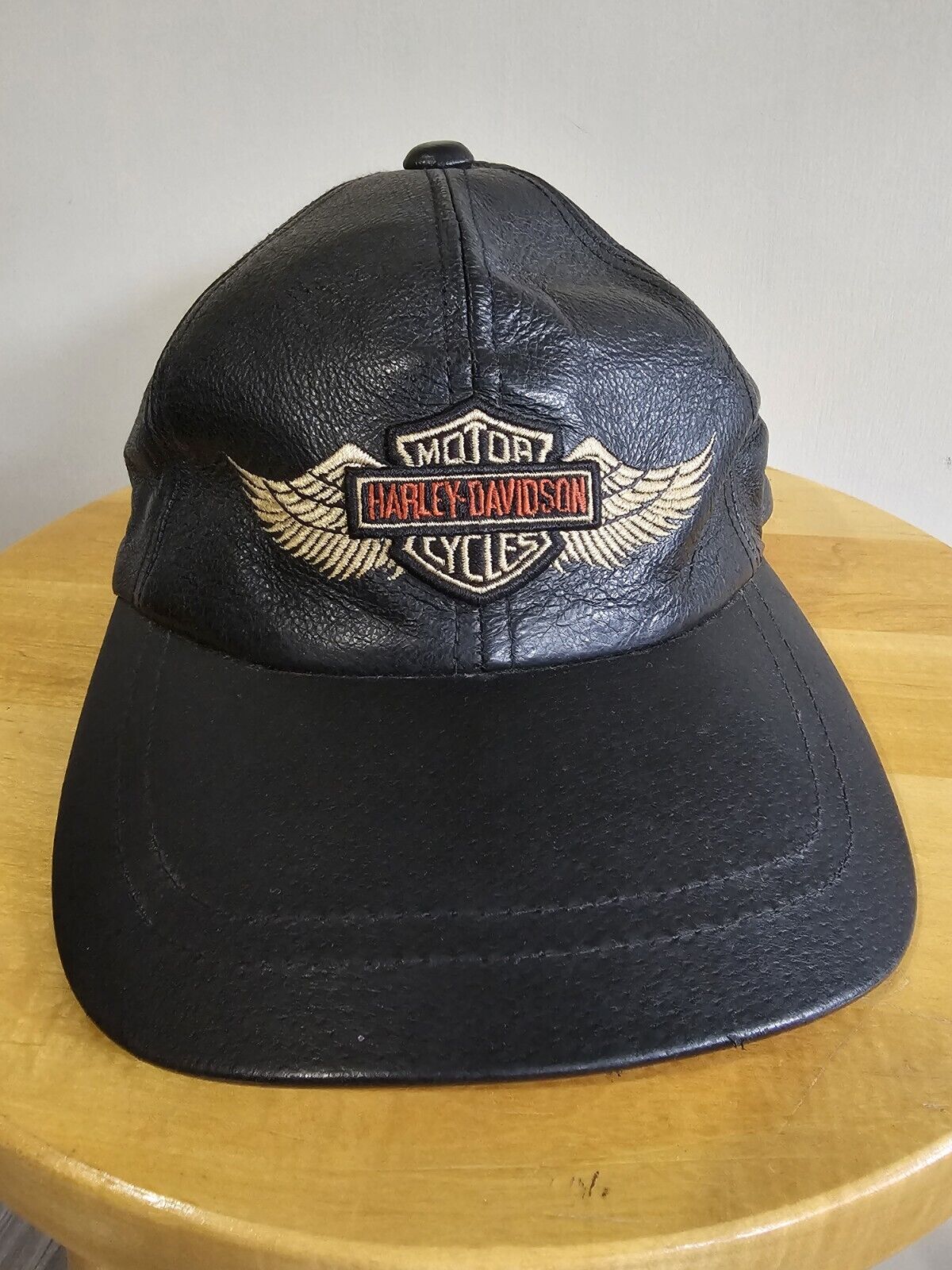 Vintage Harley Davidson Leather Adjustable Strap Hat