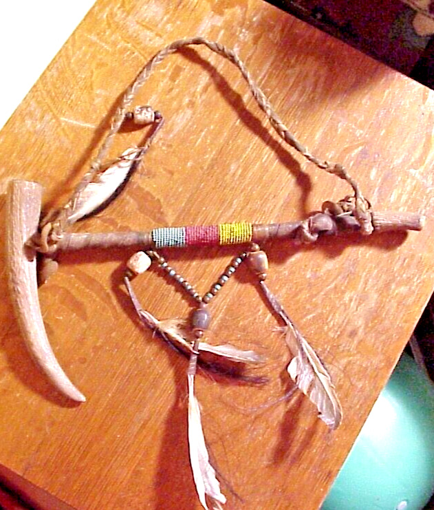 Native American Indian ANTIQUE Lakota Sioux CEREMONIAL BEADED STAG PIPE