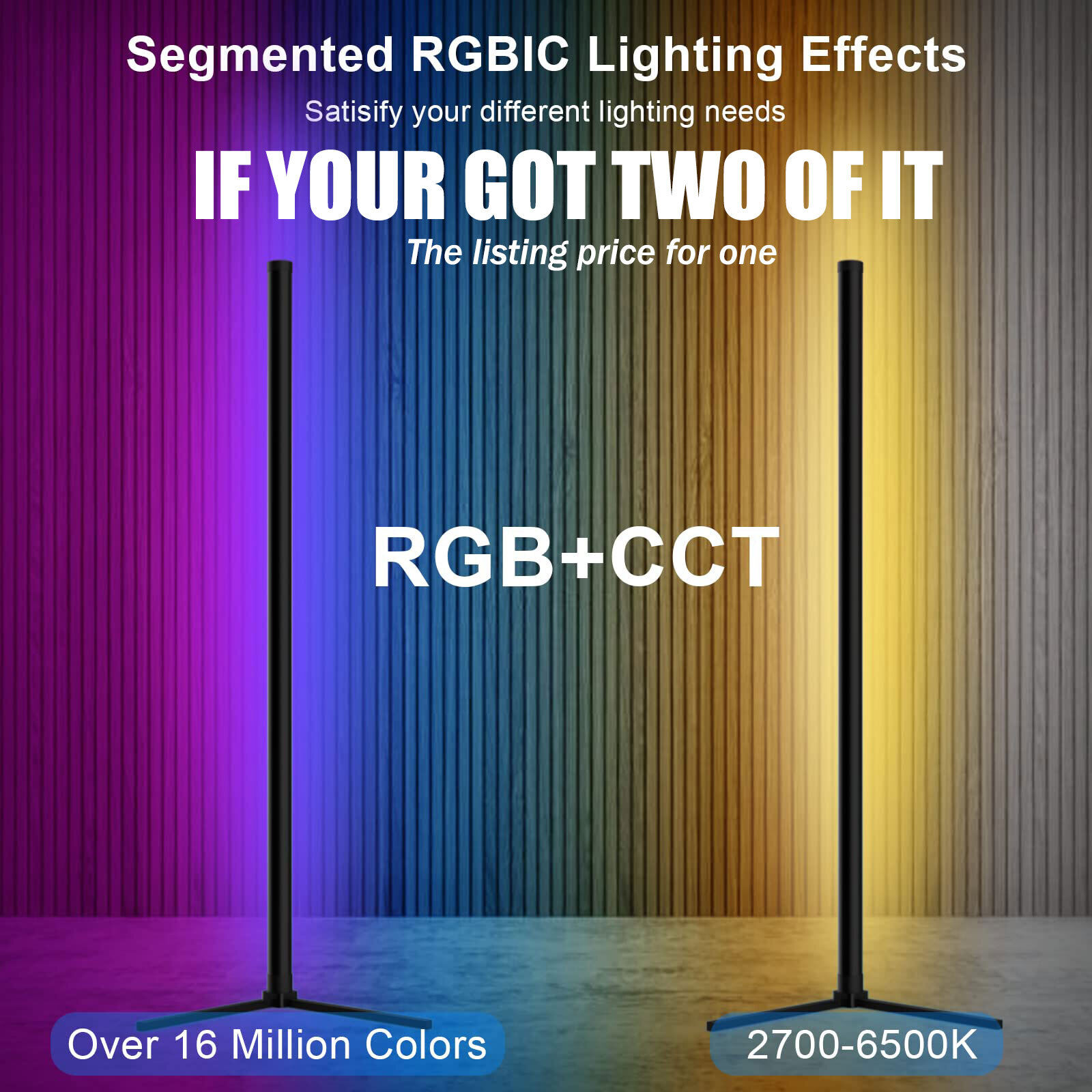 Modern RGB LED Corner Floor Lamp Light Strip for Room with Music Sync DIY Color