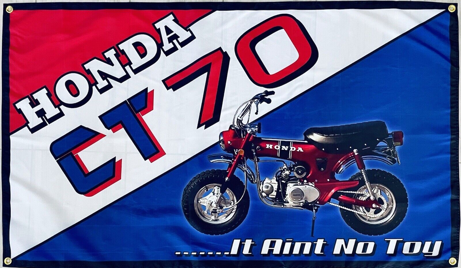 Honda CT70 CT 70 Mini Trail 3x5ft FLAG BANNER FLAG MAN CAVE GARAGE