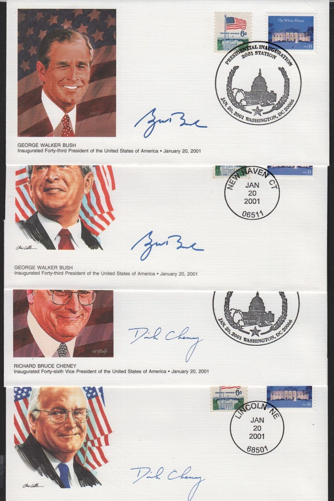 2001 George W Bush & Dick Cheney inaugural Fleetwood 4 covers set