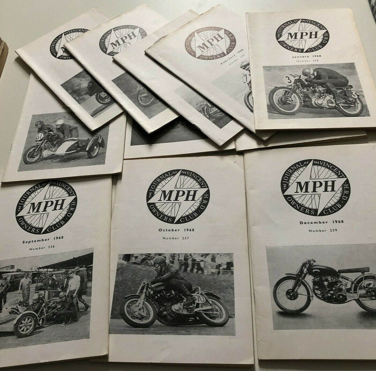 11x 1968 Vincent HRD Motorcycle Club Journals Magazines 11 issues missing Nov 