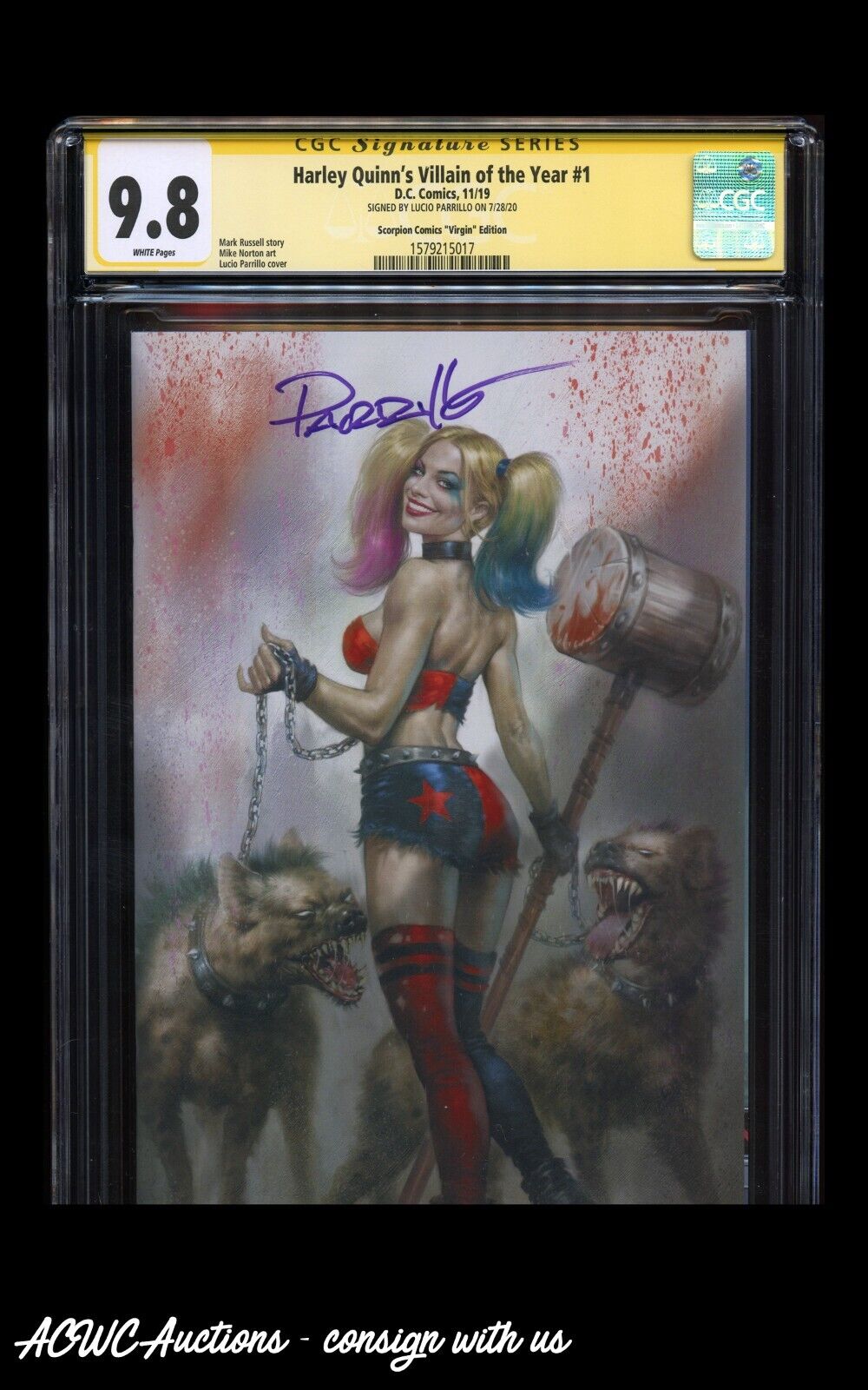 Harley Quinn's Villain of the Year #1 (Virgin) Signed by Lucio Parrillo CGC 9.8