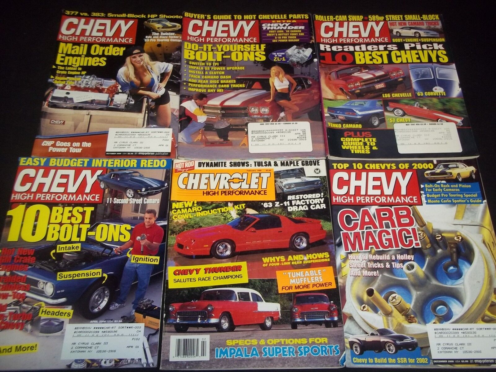 1980S-2000S CHEVY HIGH PERFORMANCE MAGAZINE LOT OF 22 ISSUES - CAR COVER - M 706