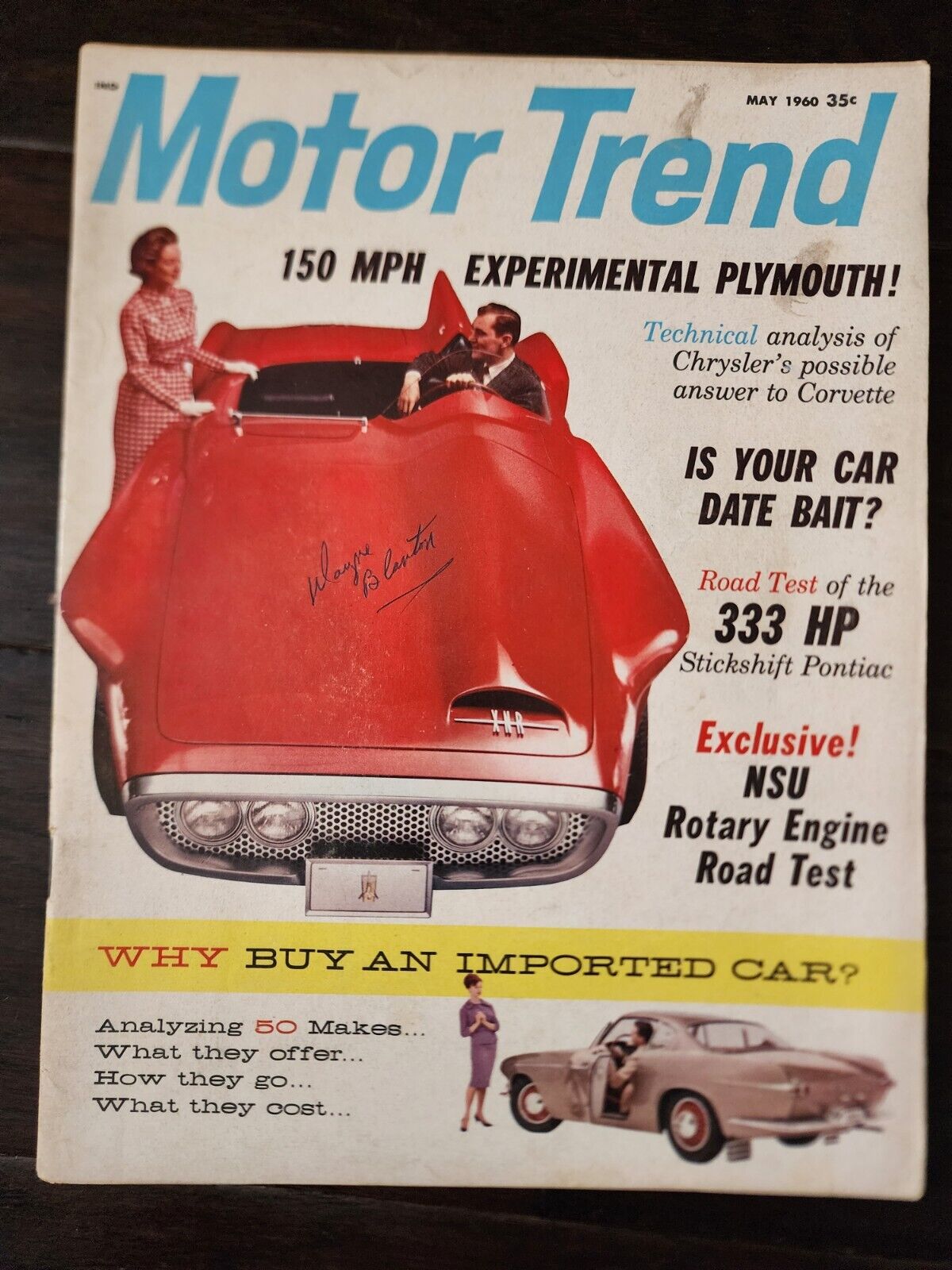 Motor Trend Magazine May1960 NSU Rotary Engine RoadTest 333HP Stickshift Pontiac