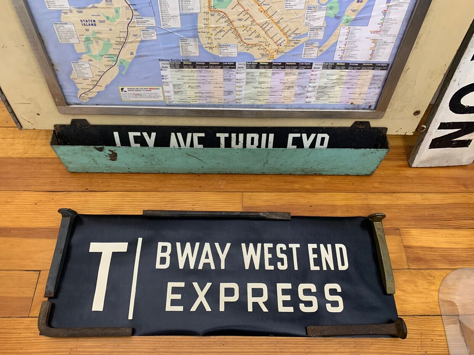 ORIGINAL 1961 NY NYC SUBWAY ROLL SIGN T BROADWAY THEATER PLAYS WEST END EXPRESS