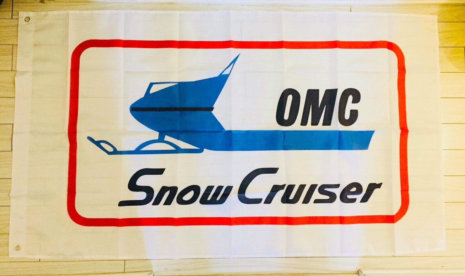 JOHNSON EVINRUDE CRUISER OMC SLED SNOWMOBILE FLAG BANNER SNOWMOBILE GARAGE