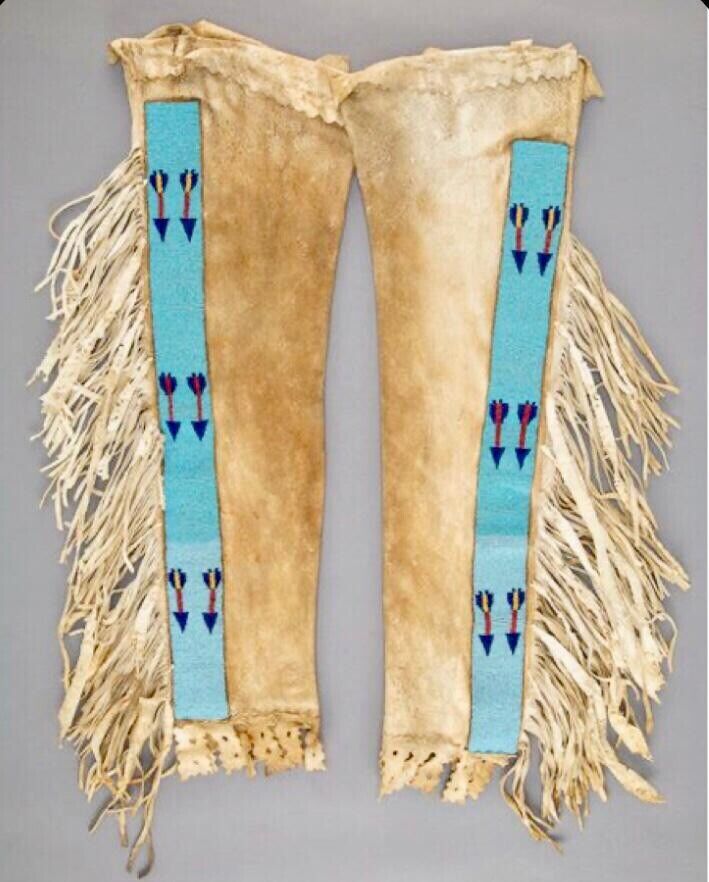 Natives American Suede Leather Cowboy Chaps Sioux Indian Beaded Leggings L706