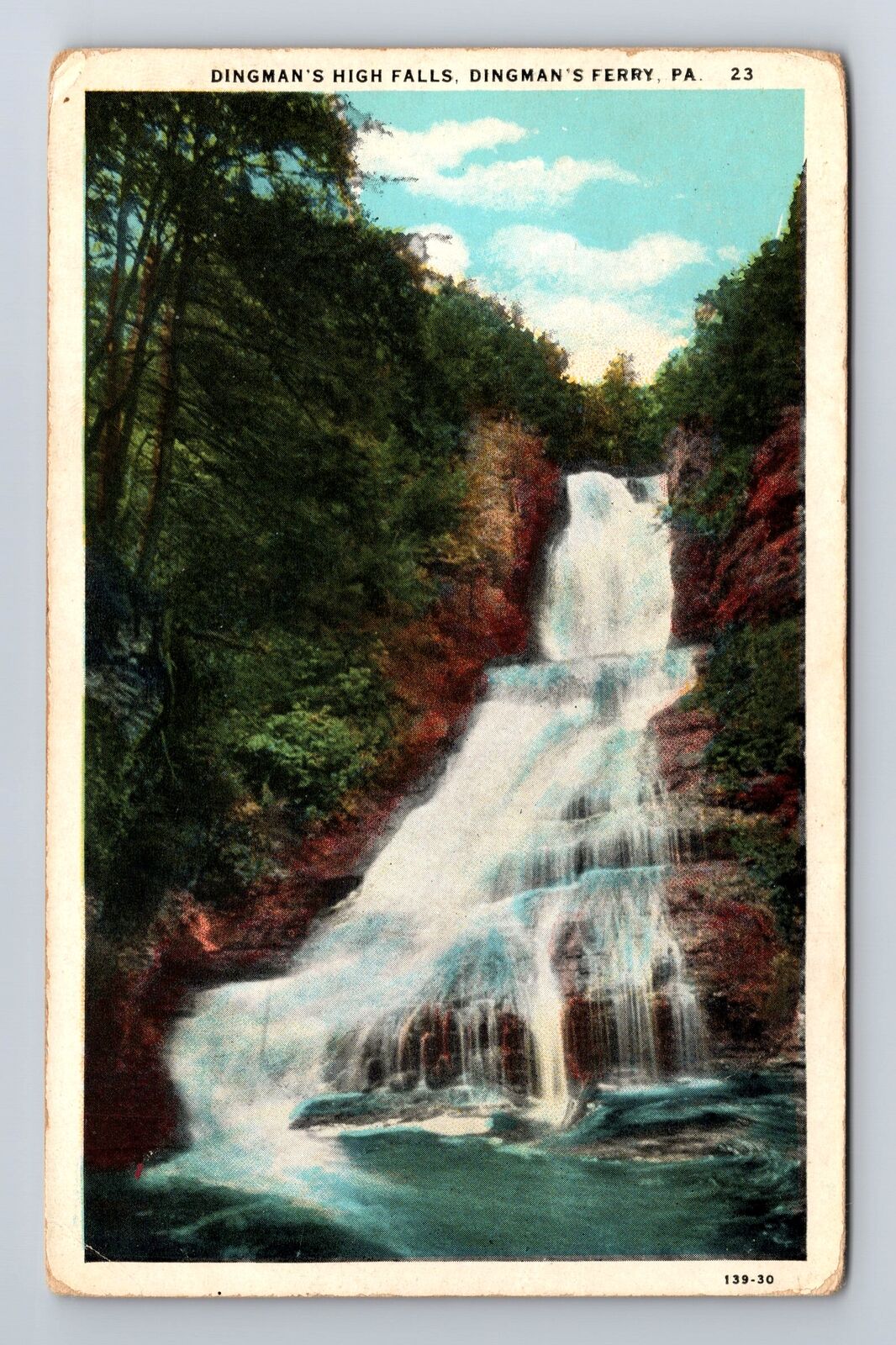 Dingman\'s Ferry PA-Pennsylvania, Dingman\'s High Falls, Antique Vintage Postcard