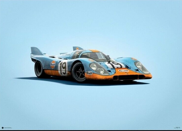 AWESPOME  Porsche Poster 917 K 24h Le Mans 1971 Gulf n°19 - Colors of Speed