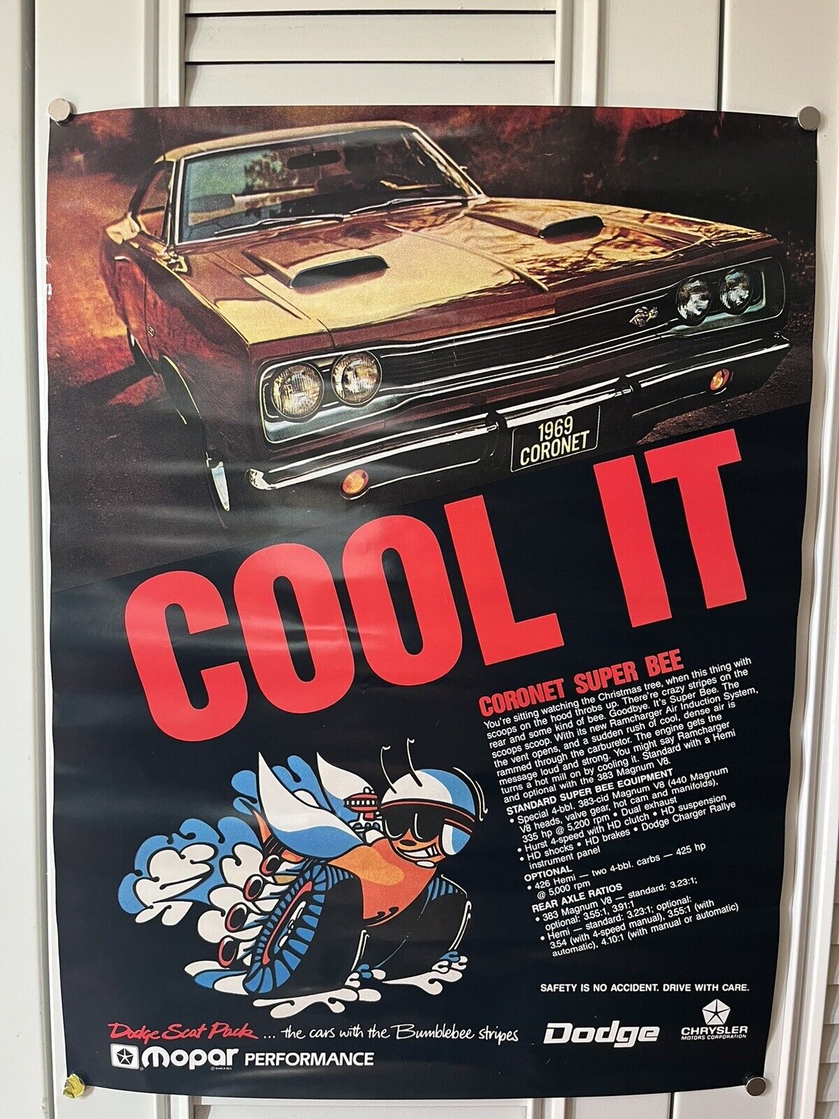 1969 Dodge Coronet Super Bee Cool It ...Mopar Poster 16 X 22”