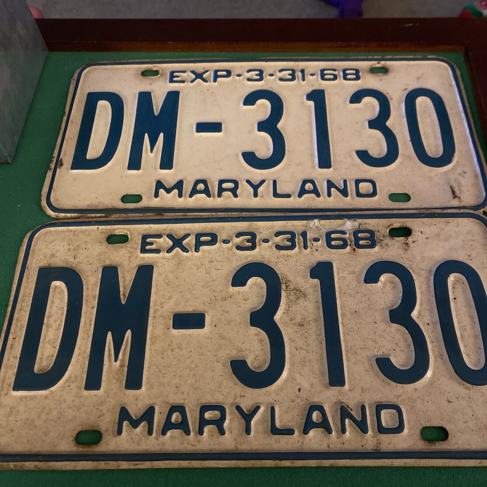 vintage maryland licence plates 1968 DM-3130 