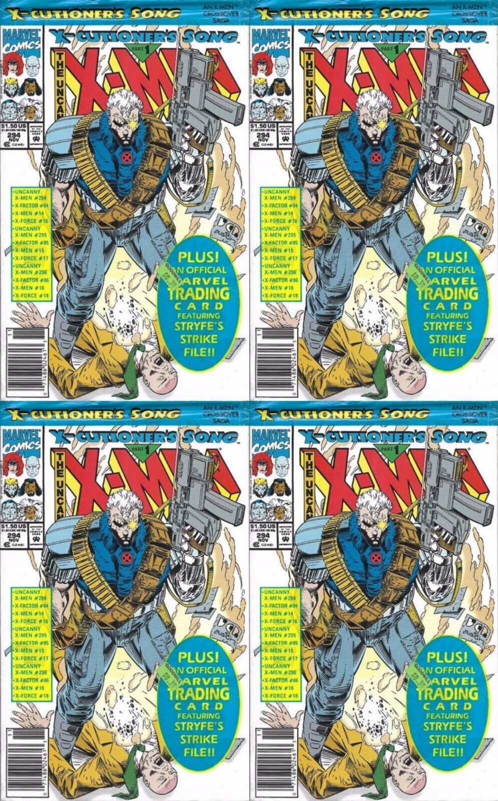 The Uncanny X-Men #294 Newsstand Covers (1981-2011) Marvel Comics - 4 Comics