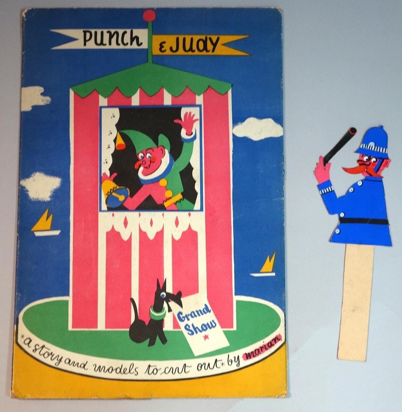 Uncut Theatre Punch & Judy A story & Models to Cut out by Marion w Original Art