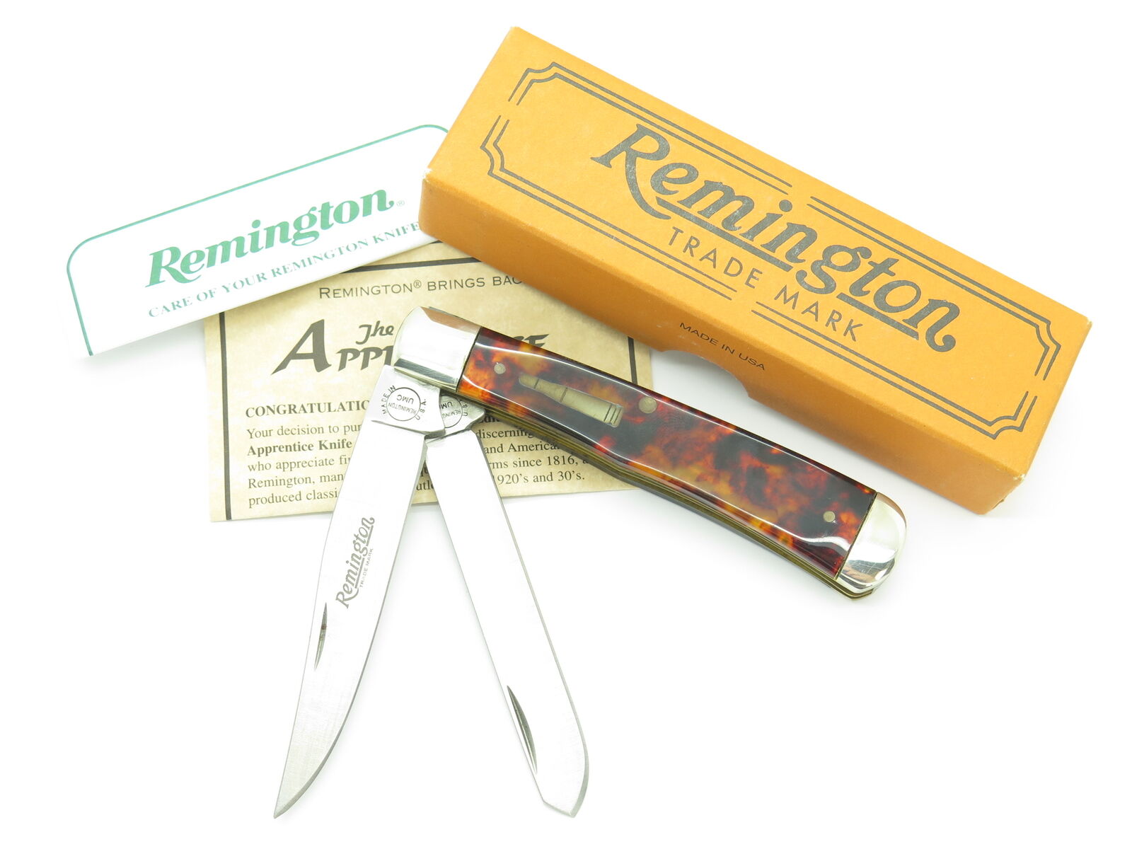 Vtg 2002 Remington R295T Apprentice Trapper Faux Tortoise Folding Pocket Knife
