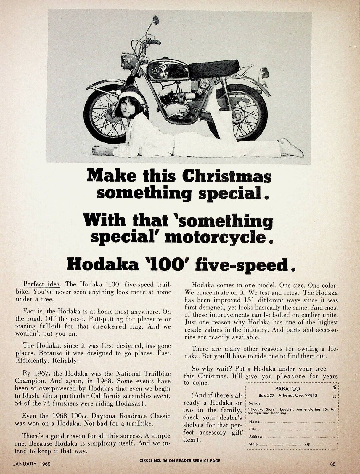 1969 Hodaka 100 - Vintage Motorcycle Ad